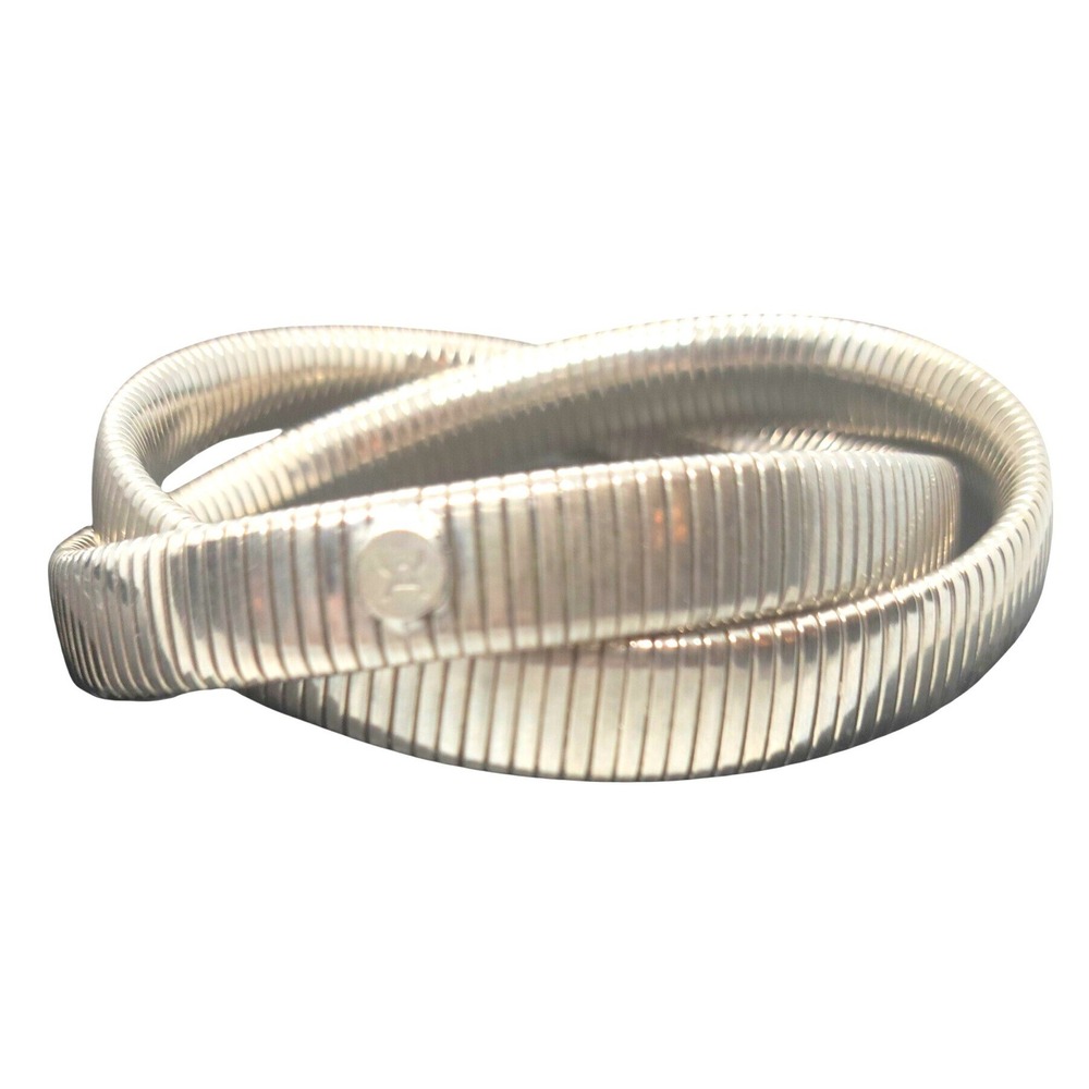 Katheley Flexible Ribbed Coil Silver Tone Bracelet VTG SKUJ147